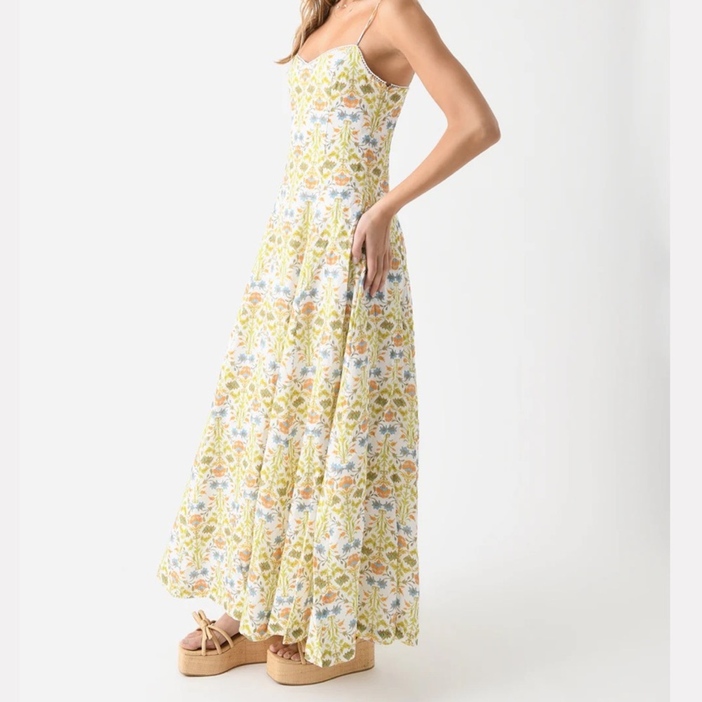 Spaghetti Strap Floral Maxi Dress in Yellow